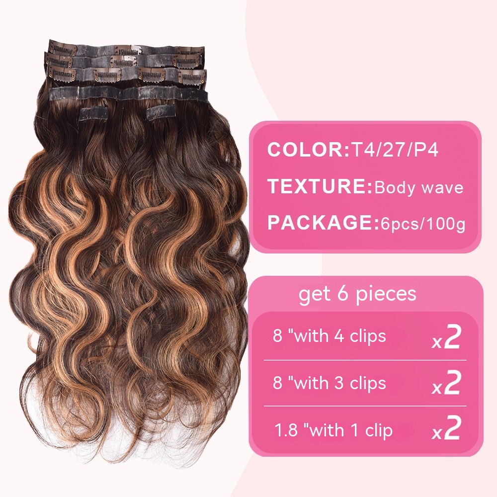 Get beautifully wavy hair with this body wave human hair clip hair piece